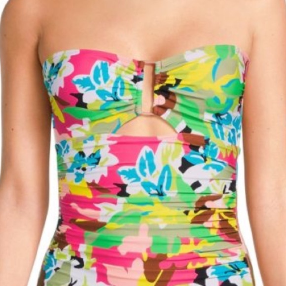 Anne Cole Floral Ruched Buckle Hole One Piece Swimsuit - Picture 8 of 9